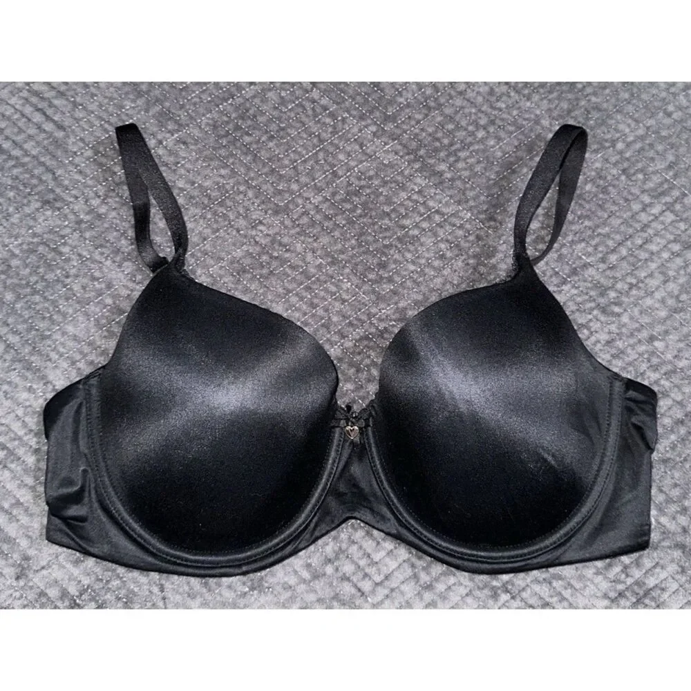 Victoria's Secret Lined Demi Smooth Black Bra Sz 36DD
